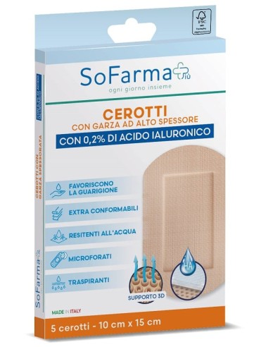 CEROTTO CICATRIZZANTE 10X15 CM 5 PEZZI SOFARMAPIU'