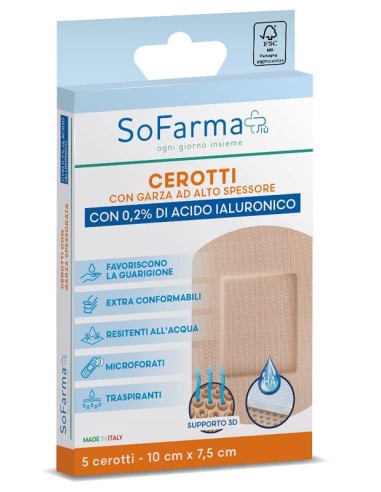 CEROTTO CICATRIZZANTE 10X7,5 CM 5 PEZZI SOFARMAPIU'