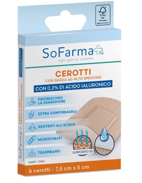 CEROTTO CICATRIZZANTE 7,5X5 CM 6 PEZZI SOFARMAPIU'