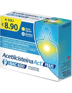 ACETILCISTEINA ACT PLUS NAC 600 12 BUSTINE EFFERVESCENTI AGRUMI 2
