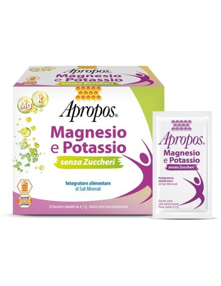 APROPOS MAGNESIO E POTASSIO SENZA ZUCCHERI 24 BUSTINE GUSTO LIME