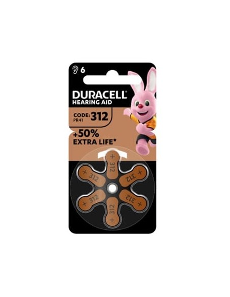 DURACELL EASY TAB 312 MARRONE BATTERIA PER APPARECCHIO ACUSTICO 6 PEZZI