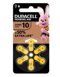 DURACELL EASY TAB 10 GIALLO BATTERIA PER APPARECCHIO ACUSTICO 6 PEZZI
