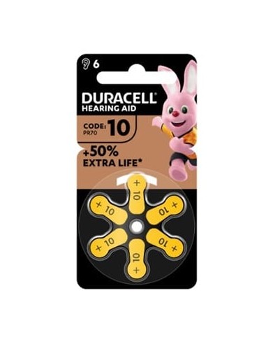 DURACELL EASY TAB 10 GIALLO BATTERIA PER APPARECCHIO ACUSTICO 6 PEZZI
