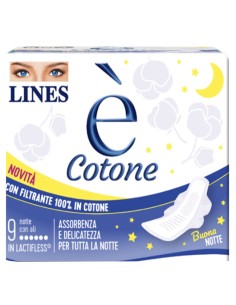 LINES E' COTONE ALI ASSORBENTE ESTERNO NOTTE 9 PEZZI