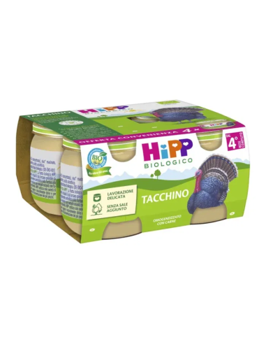 HIPP BIO OMOGENEIZZATO TACCHINO 4 PEZZI DA 80 G