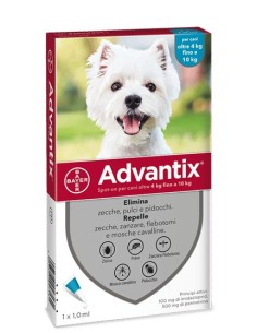 ADVANTIX SPOT ON soluzione 1 pipetta 1 ml cani da 4 a 10 Kg
