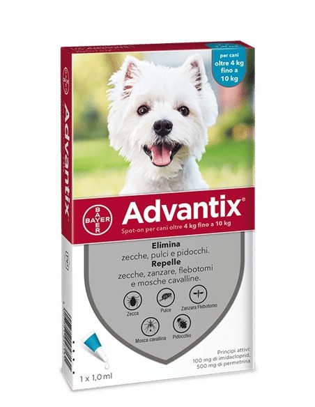 ADVANTIX SPOT ON soluzione 1 pipetta 1 ml cani da 4 a 10 Kg