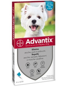 ADVANTIX SPOT ON soluzione 4 pipette 1 ml cani da 4 a 10 Kg