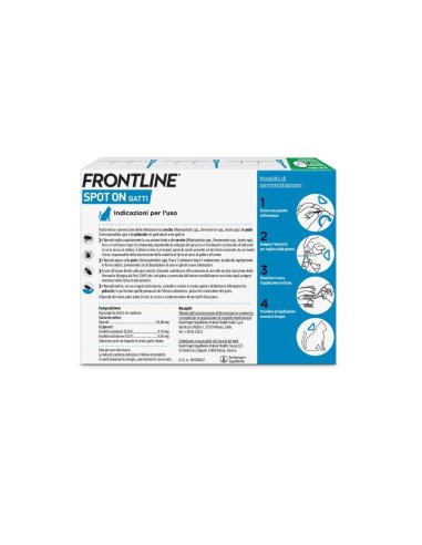 Frontline Spot On Gatti x3 Pipette, Antiparassitario per Gatti e Gattini, Contro Zecche, Pulci e Pidocchi