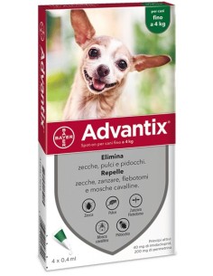ADVANTIX SPOT ON soluzione 4 pipette 0,4 ml cani fino a 4 Kg