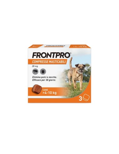 FRONTPRO x3 Compresse Masticabili Antiparassitario Per Cani (4-10Kg) Contro Pulci e Zecche