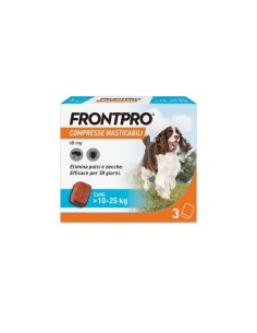 FRONTPRO x3 Compresse Masticabili Antiparassitario Per Cani (10-25Kg) Contro Pulci e Zecche