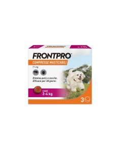 FRONTPRO x3 Compresse Masticabili Antiparassitario Per Cani (2-4Kg) Contro Pulci e Zecche