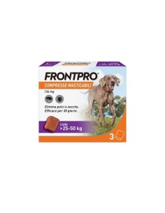 FRONTPRO x3 Compresse Masticabili Antiparassitario Per Cani (25-50Kg) Contro Pulci e Zecche