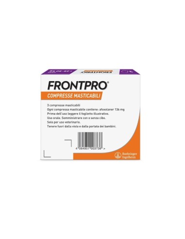 FRONTPRO x3 Compresse Masticabili Antiparassitario Per Cani (25-50Kg) Contro Pulci e Zecche