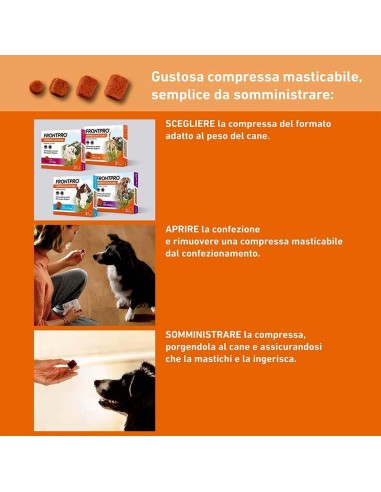 FRONTPRO x3 Compresse Masticabili Antiparassitario Per Cani (25-50Kg) Contro Pulci e Zecche