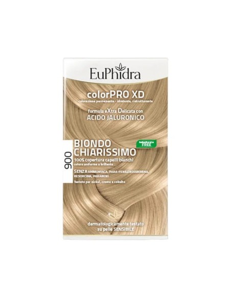 EUPHIDRA COLORPRO XD 900 BIONDO CHIARISSIMO GEL COLORANTE CAPELLI IN FLACONE + ATTIVANTE + BALSAMO + GUANTI