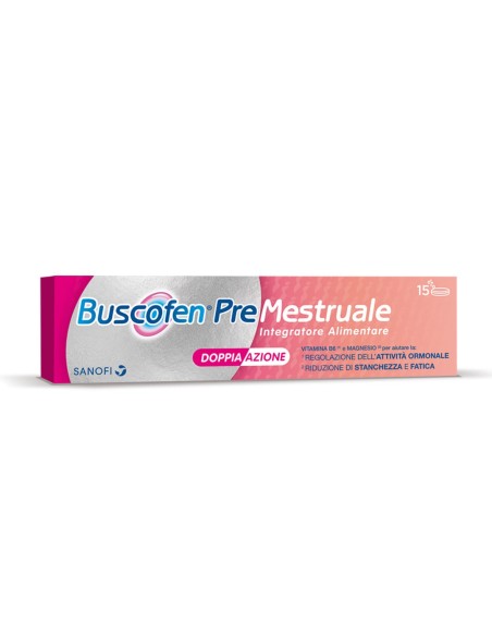 Buscofen Premestruale Integratore Alimentare, Magnesio, Vitamina B6, Vitamina E, Calcio, per i Giorni Prima Del Ciclo, 15 cpr ef