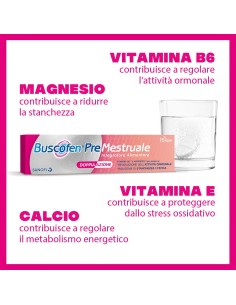 Buscofen Premestruale Integratore Alimentare, Magnesio, Vitamina B6, Vitamina E, Calcio, per i Giorni Prima Del Ciclo, 15 cpr ef 2