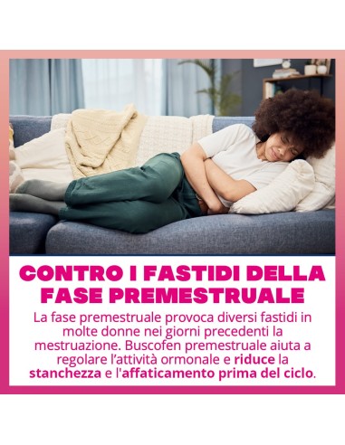 Buscofen Premestruale Integratore Alimentare, Magnesio, Vitamina B6, Vitamina E, Calcio, per i Giorni Prima Del Ciclo, 15 cpr ef