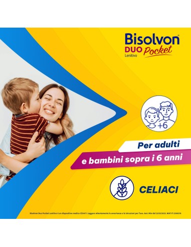 Bisolvon Duo Pocket Sciroppo per Tosse Secca, Tosse Grassa, Gola irritata, Adulti e Bambini 6+