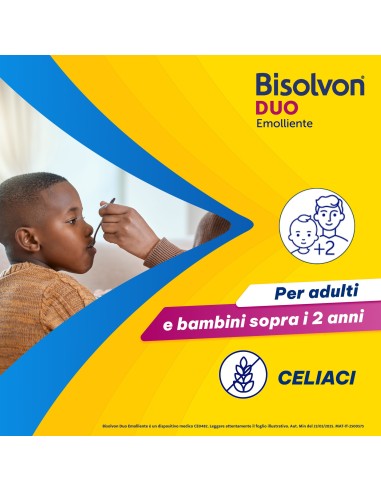 Bisolvon Duo Emolliente Sciroppo Contro Tosse e Gola Irritata, Adulti e Bambini 2+ (100 ml)