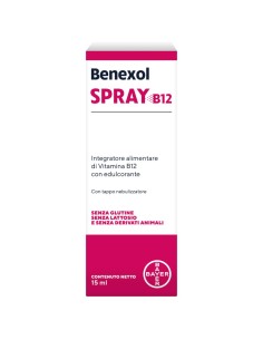 Benexol Spray Integratore Alimentare con Vitamina B12 ad alto dosaggio, con edulcorante, flacone da 15ml