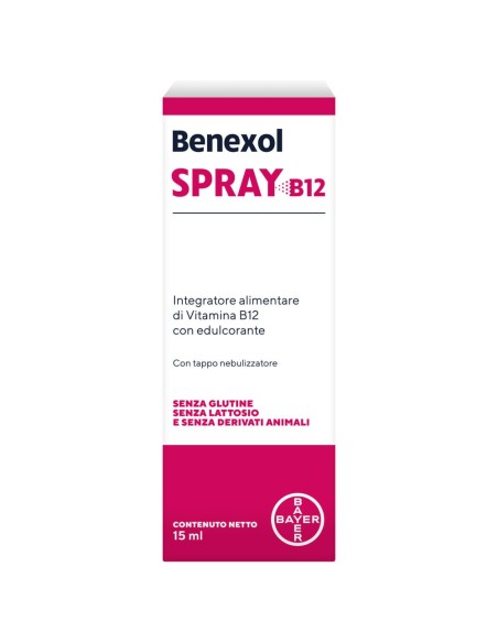 Benexol Spray Integratore Alimentare con Vitamina B12 ad alto dosaggio, con edulcorante, flacone da 15ml