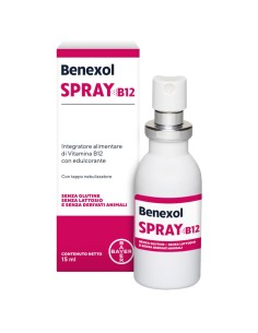 Benexol Spray Integratore Alimentare con Vitamina B12 ad alto dosaggio, con edulcorante, flacone da 15ml 2
