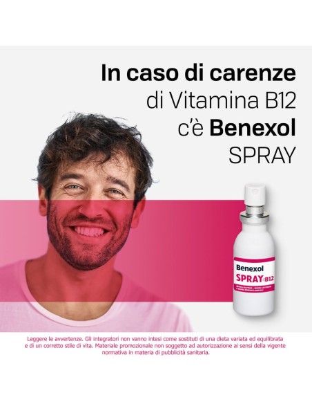 Benexol Spray Integratore Alimentare con Vitamina B12 ad alto dosaggio, con edulcorante, flacone da 15ml
