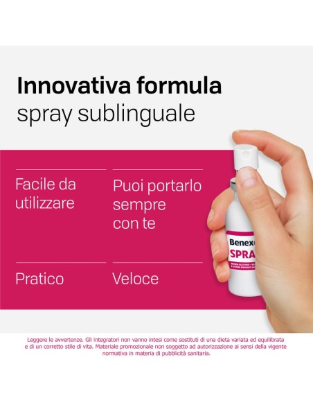 Benexol Spray Integratore Alimentare con Vitamina B12 ad alto dosaggio, con edulcorante, flacone da 15ml