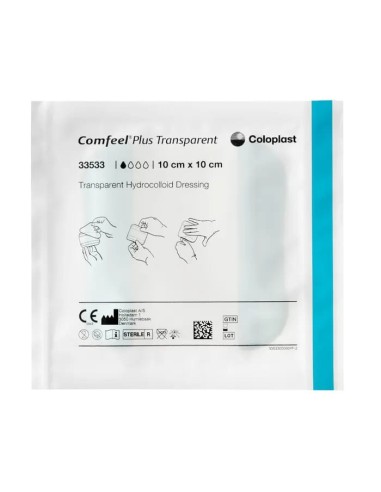 MEDICAZIONE SPECIALE ATTIVA TRASPARENTE CON IDROCOLLOIDE COMFEEL PLUS 10X10 CM 10 PEZZI
