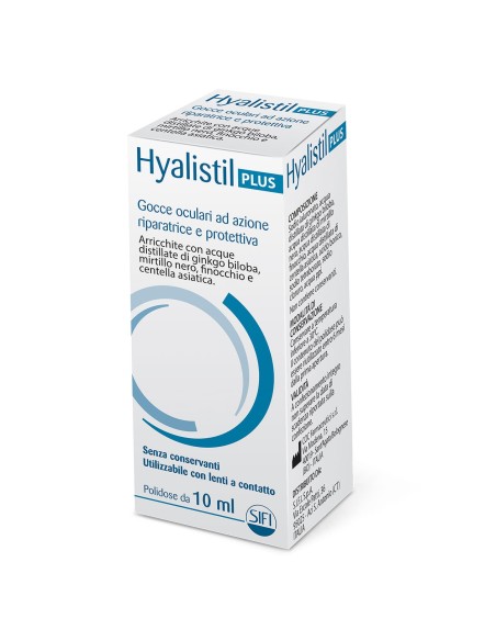 GOCCE OCULARI HYALISTIL PLUS ACIDO IALURONICO 0,4% ACQUA DISTILLATA DI GINKGO BILOBA + MIRTILLO NERO + FINOCCHIO + CENTELLA ASIA