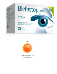 BLEFASTOP PLUS GARZA IN COTONE PIEGATA CON FILO DI BARIO 28 SALVIETTE MONOUSO + 1 COMPRESSA OCULARE RISCALDABILE