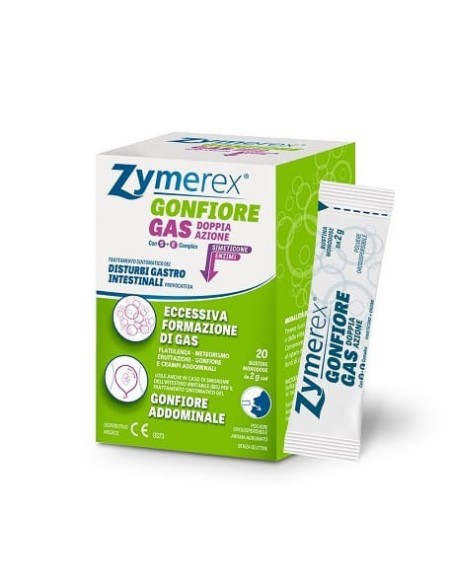 ZYMEREX GONFIORE GAS DOPPIA AZIONE CON S+E COMPLEX 20 BUSTINE MONODOSE DA 2 G