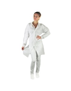 CAMICE DA LABORATORIO BHEALTHY TNT BIANCO LARGE TRASPIRANTE IDROREPELLENTE MONOUSO NON STERILE CON MANICA LUNGA E COLLETTO CHIUS