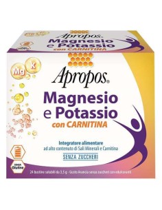 APROPOS MAGNESIO E POTASSIO CON CARNITINA 24 BUSTINE SOLUBILI DA 3,5 G GUSTO ARANCIA SENZA ZUCCHERI