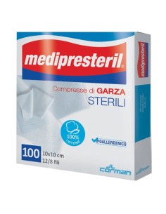 GARZA COMPRESSA MEDIPRESTERIL 12/8 FU 10X10CM 100 PEZZI