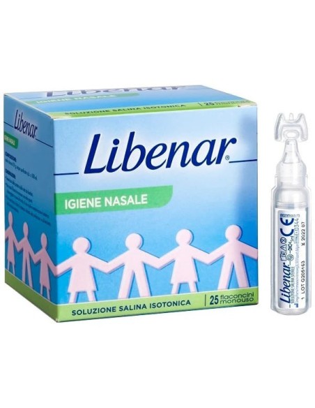 SOLUZIONE SALINA ISOTONICA 0,9% LIBENAR PER IGIENE NASALE 25 FLACONCINI MONOUSO X 5 ML