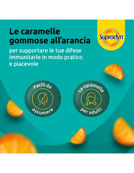 Supradyn Difese Gummy Integratore Difese Immunitarie, Vitamina C, Vitamina D e Zinco, 60 caramelle