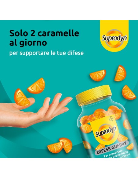 Supradyn Difese Gummy Integratore Difese Immunitarie, Vitamina C, Vitamina D e Zinco, 60 caramelle