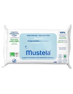 MUSTELA SALVIETTE ACQUA COMPOSTABILI SENZA PROFUMO 60 PEZZI