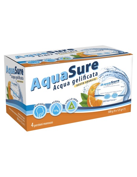 AQUASURE ACQUA GELIFICATA ARANCIA EDULCORATA MULTIPACK 4 PEZZI DA 125 G