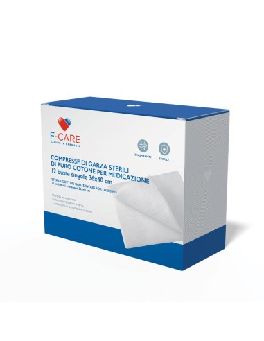 F CARE GARZA COMPRESSA IN COTONE 12/8 36X40CM 12 PEZZI