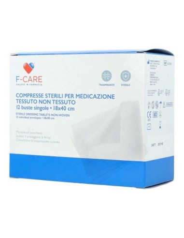 F CARE GARZA COMPRESSA IN TNT 18X40CM 12 PEZZI