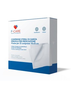 F CARE GARZA COMPRESSA IN COTONE 12/8 10X10CM 100 PEZZI