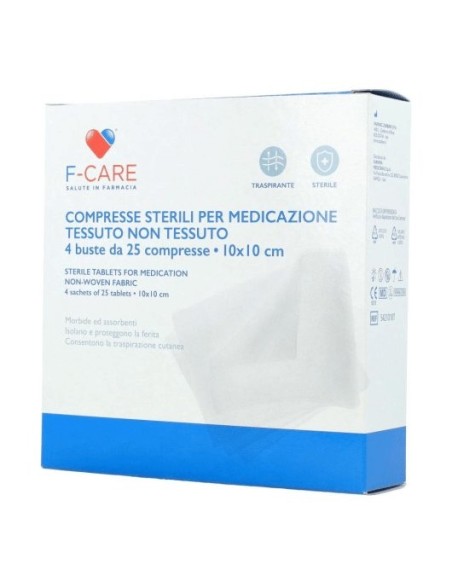 F CARE GARZA COMPRESSA IN TNT 10X10CM 100 PEZZI