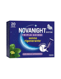 Novanight Tripla Azione Bustine Con Melatonina Per Dormire, Magnesio, Griffonia, 20 Bustine Orosolubili