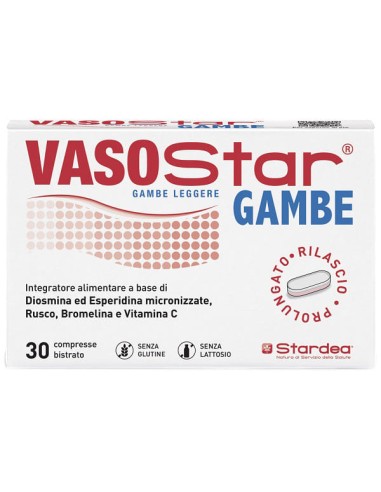 Vasostar Gambe 30 Compresse Bistrato Senza Glutine Senza Lattosio